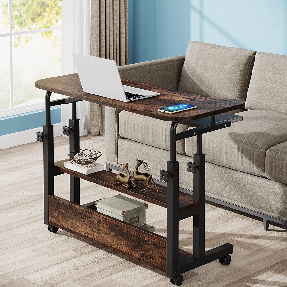 Height Adjustable Desk, Mobile Portable Desk with Wireless Charging Station Height Adjustable Desk, Mobile Portable Desk with Wireless Charging Station