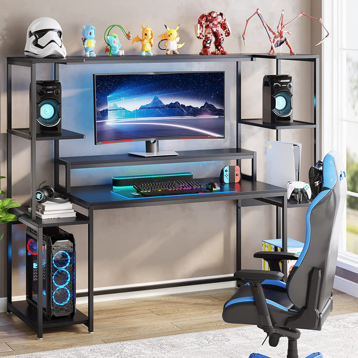 Tribesigns Gaming Desk, 70 -inch Computer Desk with Hutch and Monitor Stand Tribesigns