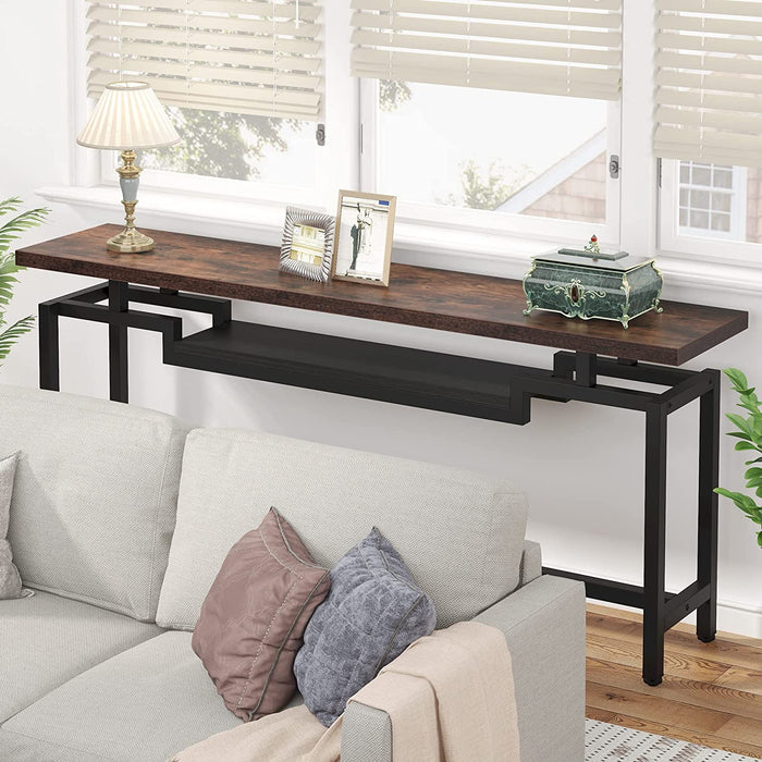Console Table, 70" Sofa Table with 2 Tier Storage Shelves Tribesigns