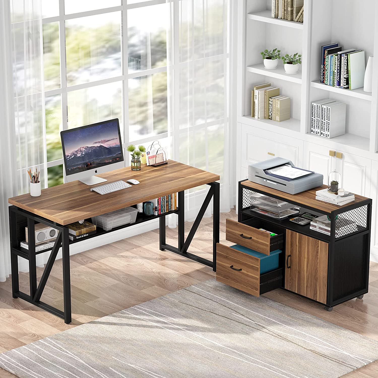 Tribesigns Computer Desk with 5 Drawers, Home Office Desks with
