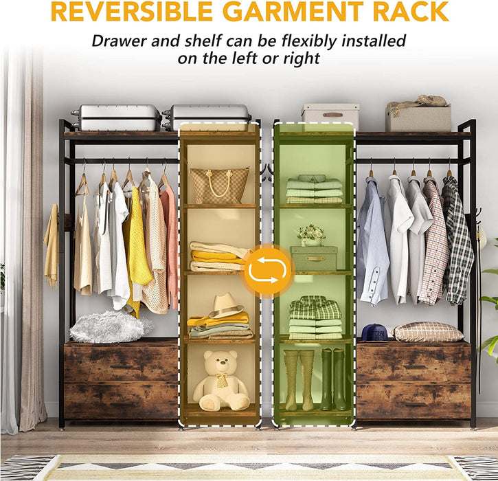 Freestanding Closet Organizer, Garment Rack with 2 Fabric Drawers Tribesigns