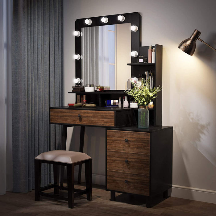 Makeup Vanity, Dressing Table with Lighted Mirror (Stool NOT Included) Tribesigns
