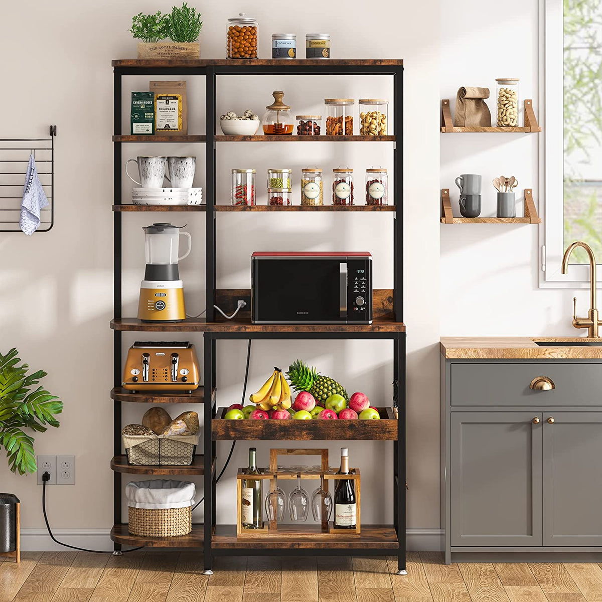 Tribesigns Kitchen Baker's Rack, 5-Tier+6-Tier Kitchen Utility Storage  Shelf Table with 10 S-Shaped Hooks and Metal Frame