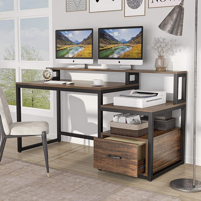 Tribesigns Computer Desk, Office Desk with Hutch and File Drawer Tribesigns
