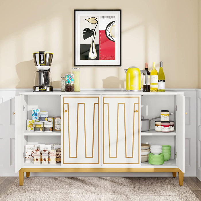 Sideboard Buffet, 55" Modern Storage Cabinet with 4 Doors & Shelves Tribesigns