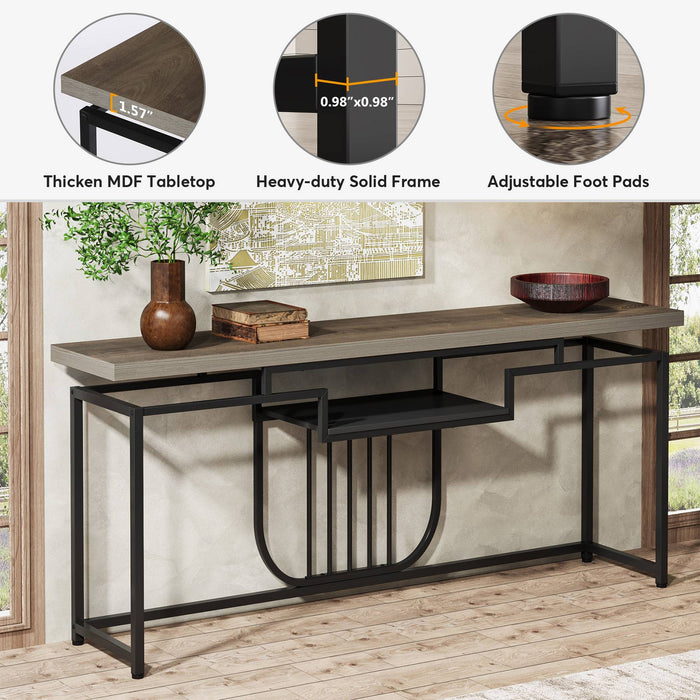 70.9" Farmhouse Console Table Sofa Table with Storage Shelf for Entryway Tribesigns