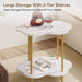 End Table, Faux Marble Cloud-Shaped Side Table with 2-Tier Shelves Tribesigns