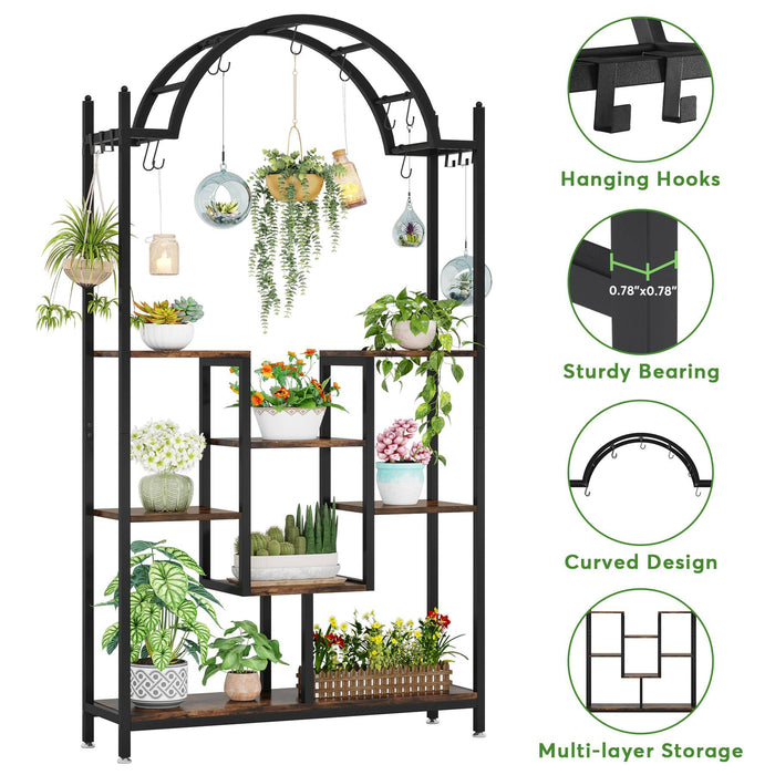 Tribesigns Plant Stand, 74.8" Arched Flower Stands with Hanging Hooks ...