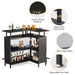 Home Bar Unit, L-Shaped Liquor Bar Table with Glasses Holders & Shelves Tribesigns