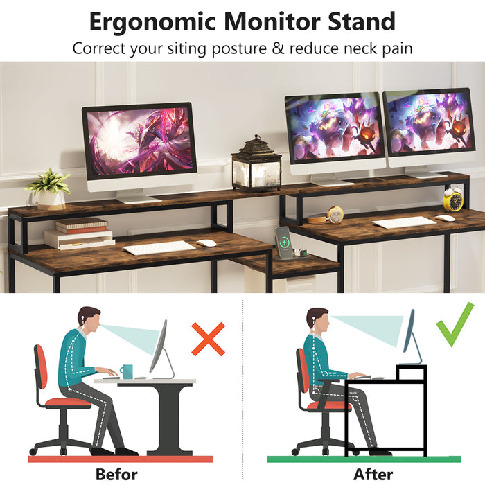 Tribesigns Two Person Desk, 93" Double Computer Desk With USB Ports & Power Outlet Tribesigns