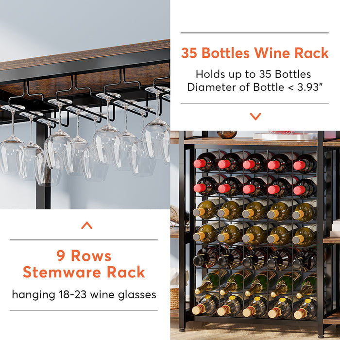 Wine Rack, 5 Tier Wine Bakers Rack with Glass Holder & Storage Shelves Tribesigns