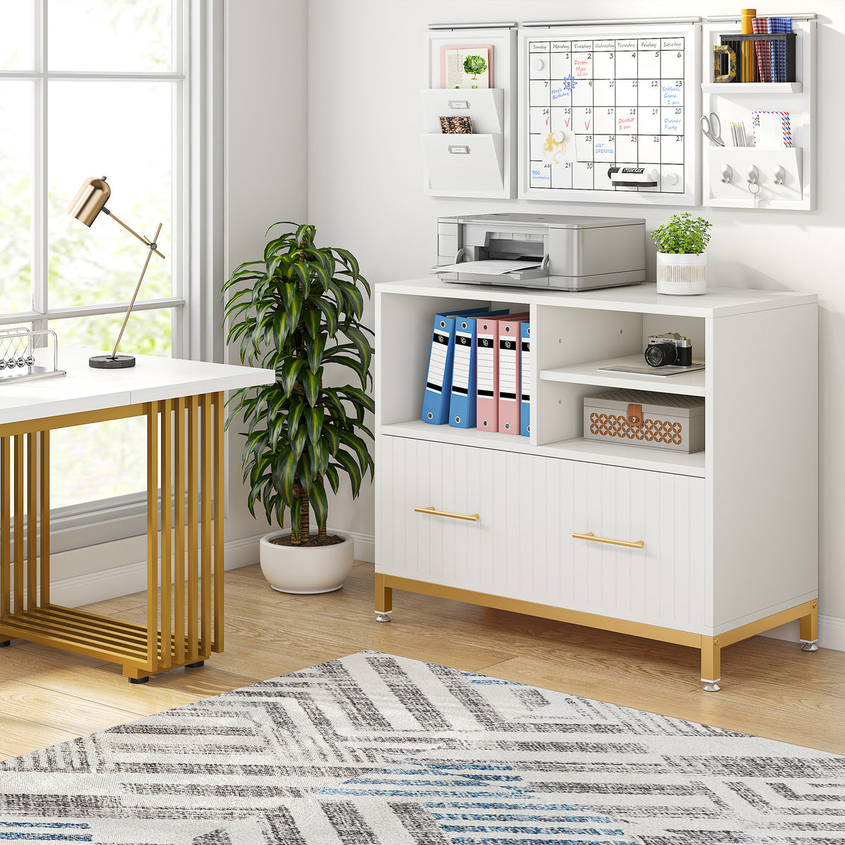 Printer Stand File Cabinet, Printer Stand with Storage Spaces-Tribesigns