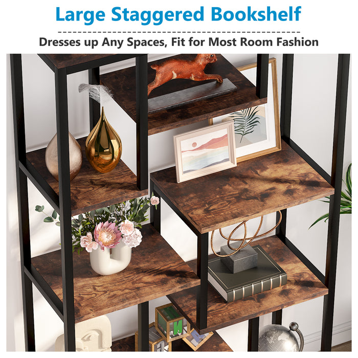 Tribesigns Bookshelf, 8-Shelves Staggered Etagere Bookcase for Home Office Tribesigns