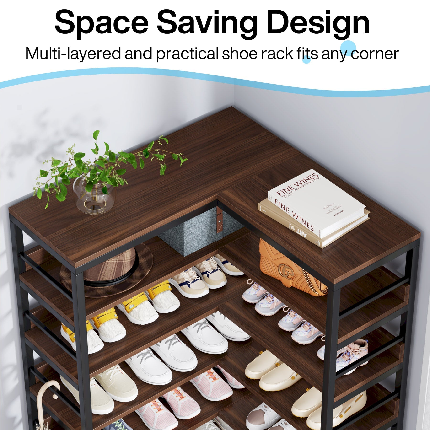 Corner Shoe Rack, 9-Tier Corner Shoe Storage-Tribesigns