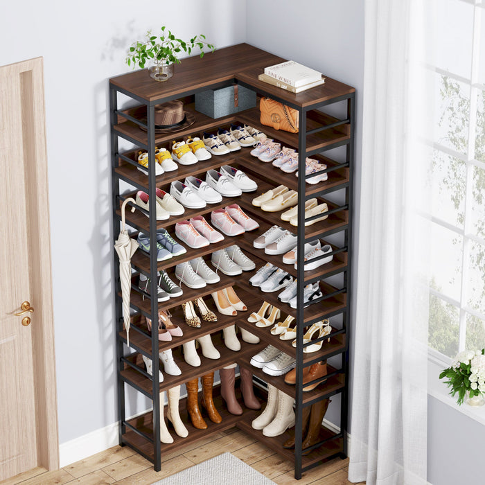9-Tier Corner Shoe Rack, Freestanding Shoe Storage Shelf Tribesigns