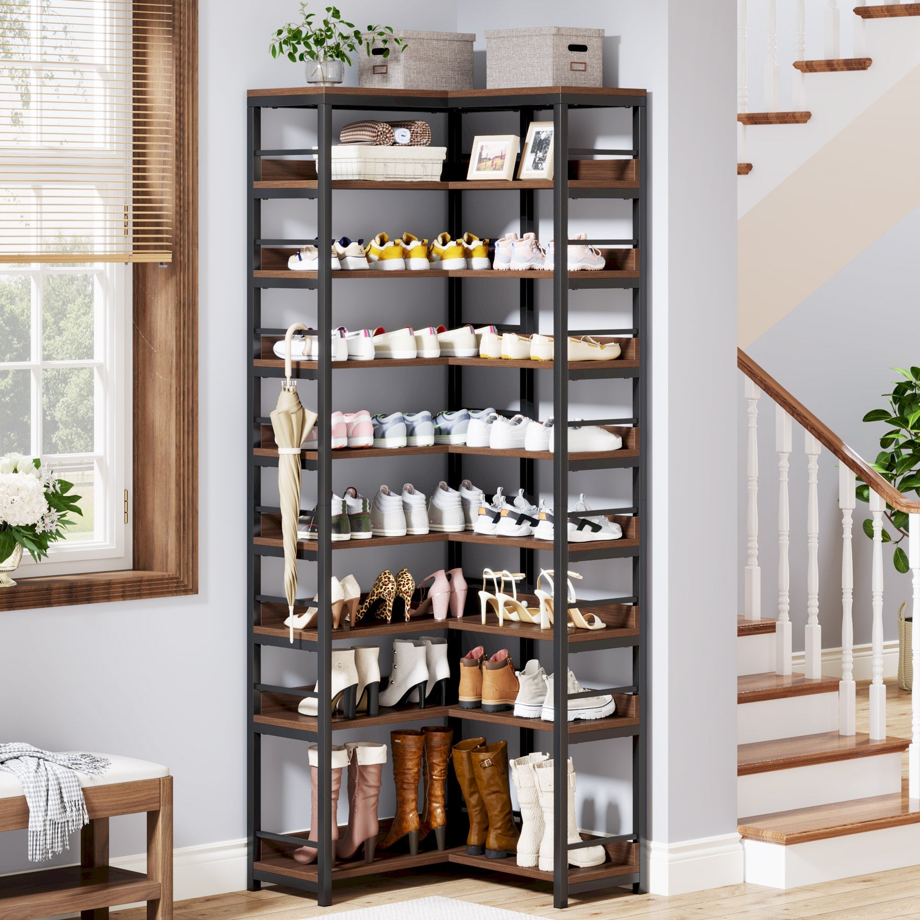 Corner Shoe Rack, 9-Tier Corner Shoe Storage-Tribesigns