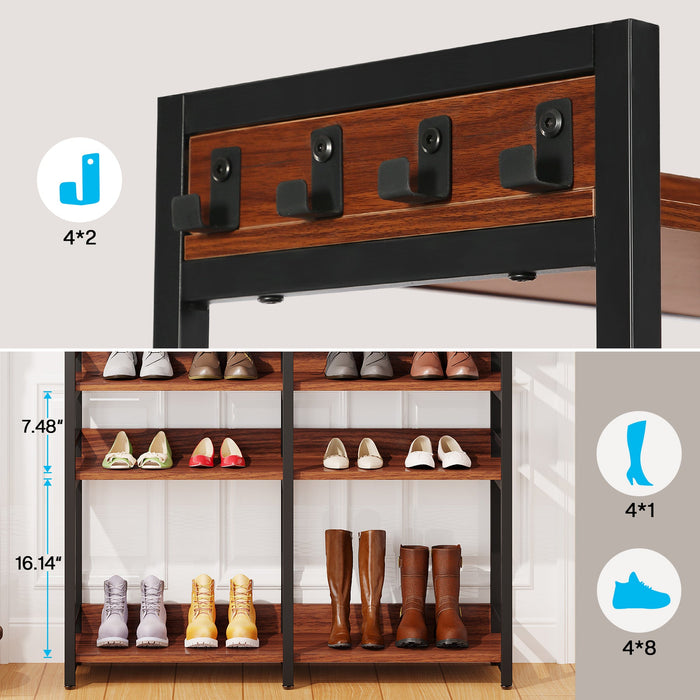 9-Tier Shoe Rack, 36 Pairs Shoe Storage Shelf with Side Hooks Tribesigns