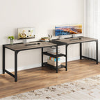 90.55'' Two Person Desk, Double Computer Desk with Storage Shelves Tribesigns