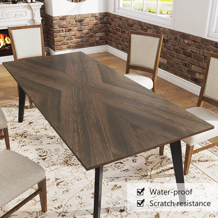 Wood Dining Table, Farmhouse Rectangular Kitchen Table for 6 People Tribesigns