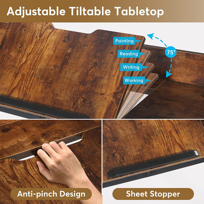 Overbed Table, Mobile Laptop Desk with Adjustable Tilt Board Tribesigns