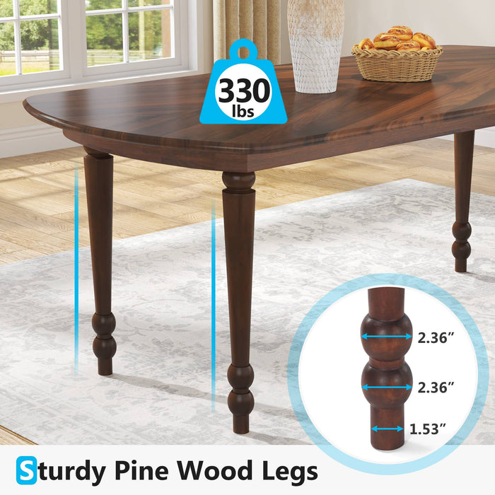 Wood Dinning Table, 63" Breakfast Table with Solid Wood Legs for 4 to 6 Person Tribesigns