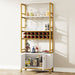 78" Wine Rack Wine Bar Cabinet with Wine Storage & Glass Holder Tribesigns