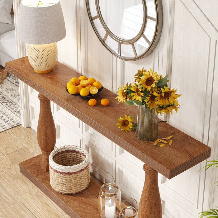 Console Table, 63" Entryway Sofa Table with Solid Wood Legs Tribesigns