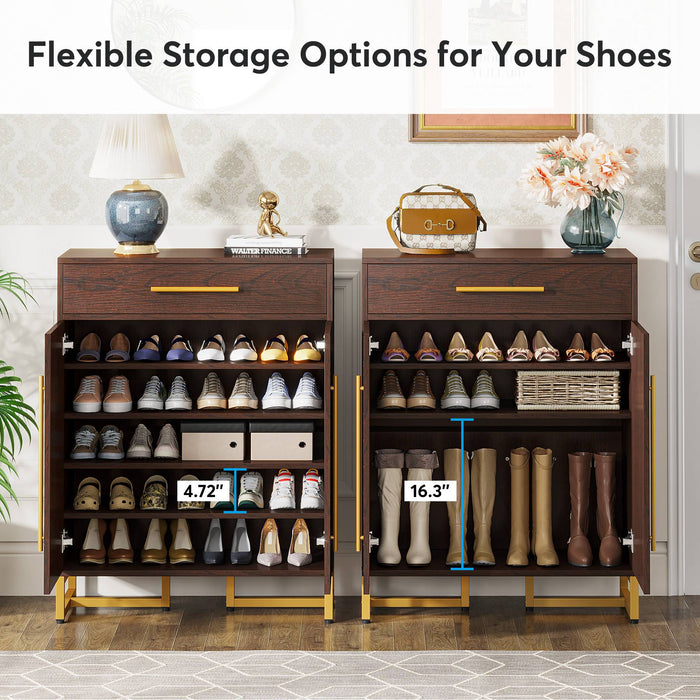 Tribesigns Shoe Cabinet, 20 Pair Shoe Organizer with Drawer & Adjustable Shelves Tribesigns