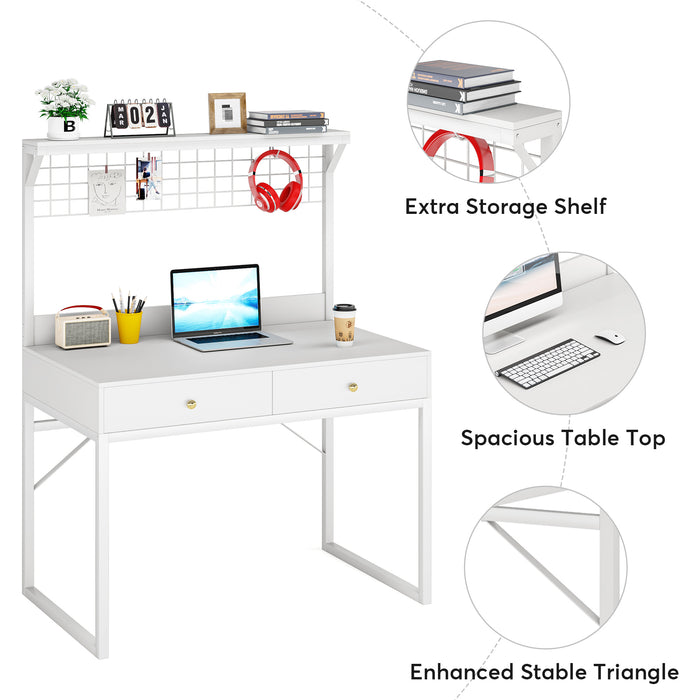 Tribesigns Computer Desk, Modern Study Table With 2 Drawers & Mesh Shelf Tribesigns