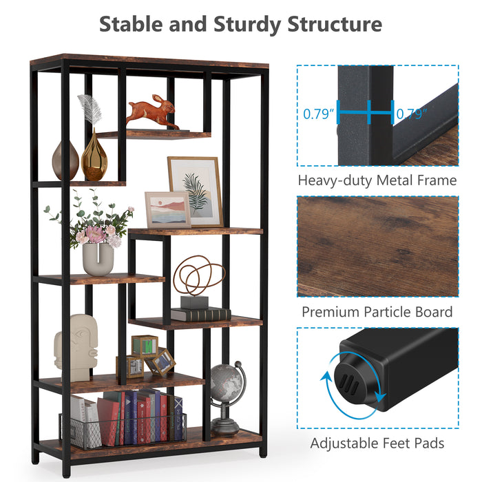 Tribesigns Bookshelf, 8-Shelves Staggered Etagere Bookcase for Home Office Tribesigns
