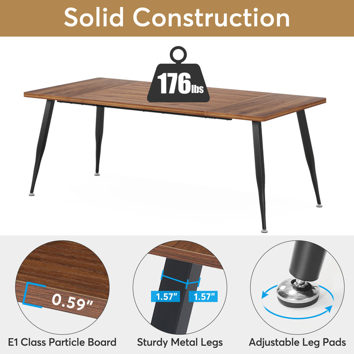 Industrial Dining Table, 70.9" Kitchen Dinner Table for 6 to 8 People Tribesigns