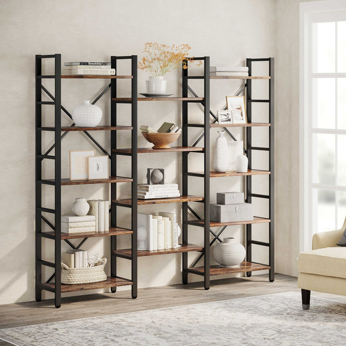 Tribesigns Bookshelf, Industrial Triple Wide 14 Shelves Etagere Bookcase Tribesigns