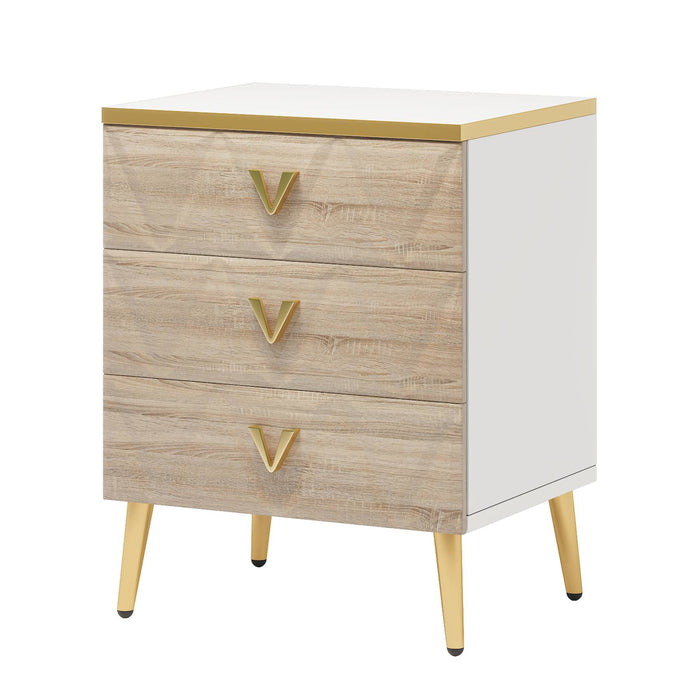 Nightstand, Modern Wooden Bedside Table with Three Drawers Tribesigns