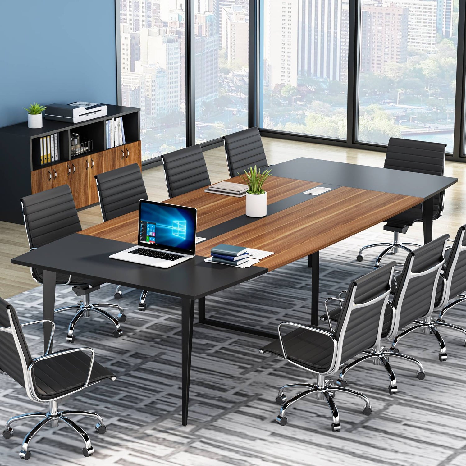 8FT Conference Table, Boat Shaped Modern Conference Table-Tribesigns