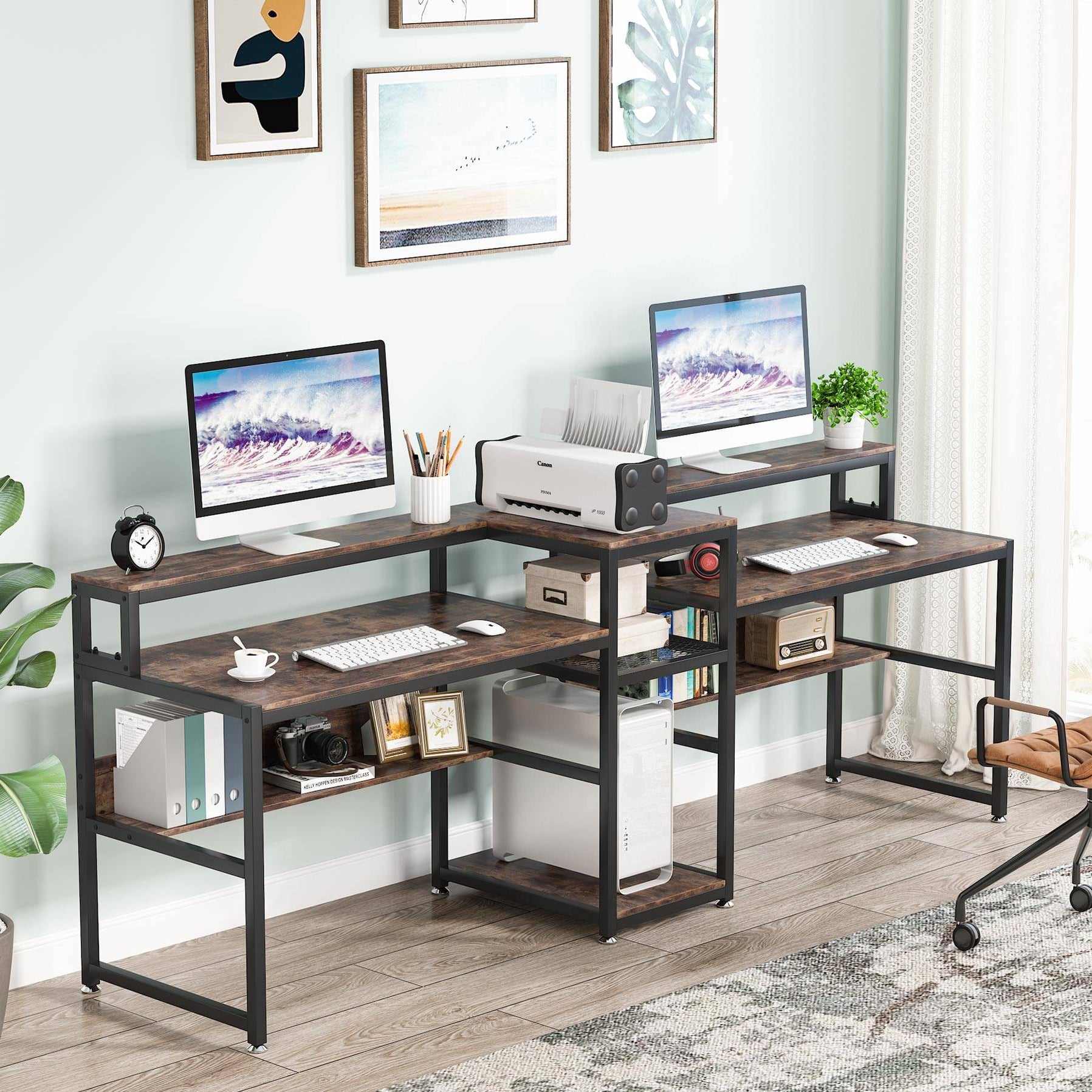 2 Person Desk | Double Desk Home Office - Tribesigns