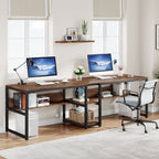 Tribesigns Two Person Desk, 78.7" Computer Double Desk with Bookshelf Tribesigns