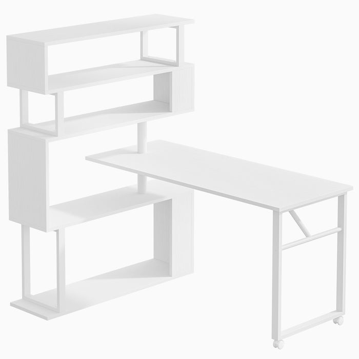 Tribesigns Rotating Desk, Reversible Computer Desk with 5 Shelves Tribesigns