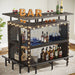 Home Bar Unit, L-Shaped Liquor Bar Table with Glasses Holders & Shelves Tribesigns