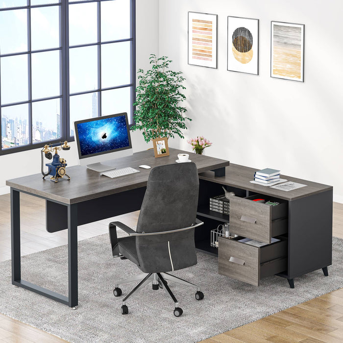 Tribesigns 55 Inch L-Shaped Computer Executive Desk with 47 inch File Cabinet Tribesigns