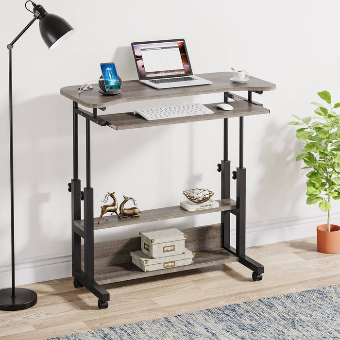 Tribesigns Height Adjustable Desk, Mobile Portable Desk with Wireless Charging Station Tribesigns