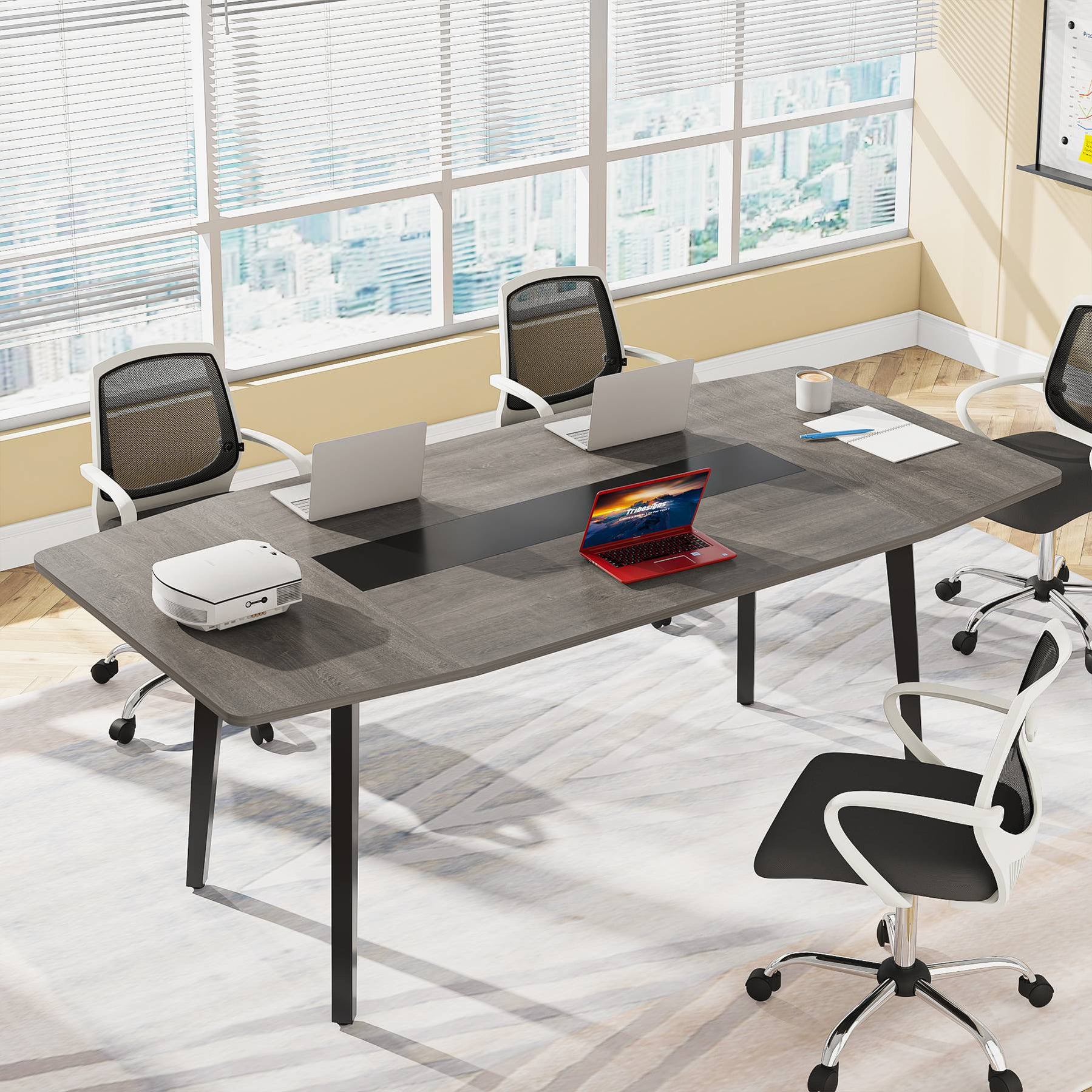 Tribesigns 8FT Conference Table, Boat Shaped Meeting Room Table