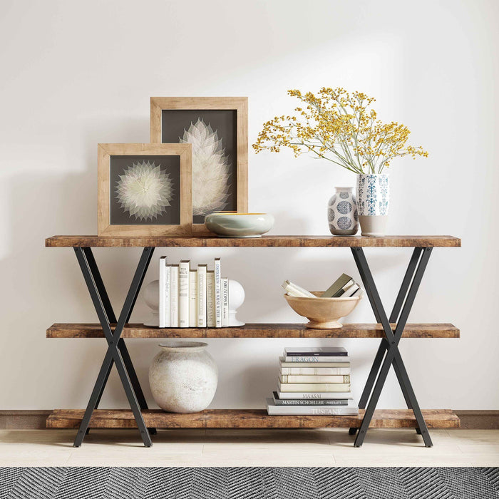 Console Table, 3-Tier Narrow Long Sofa Table with Storage Tribesigns