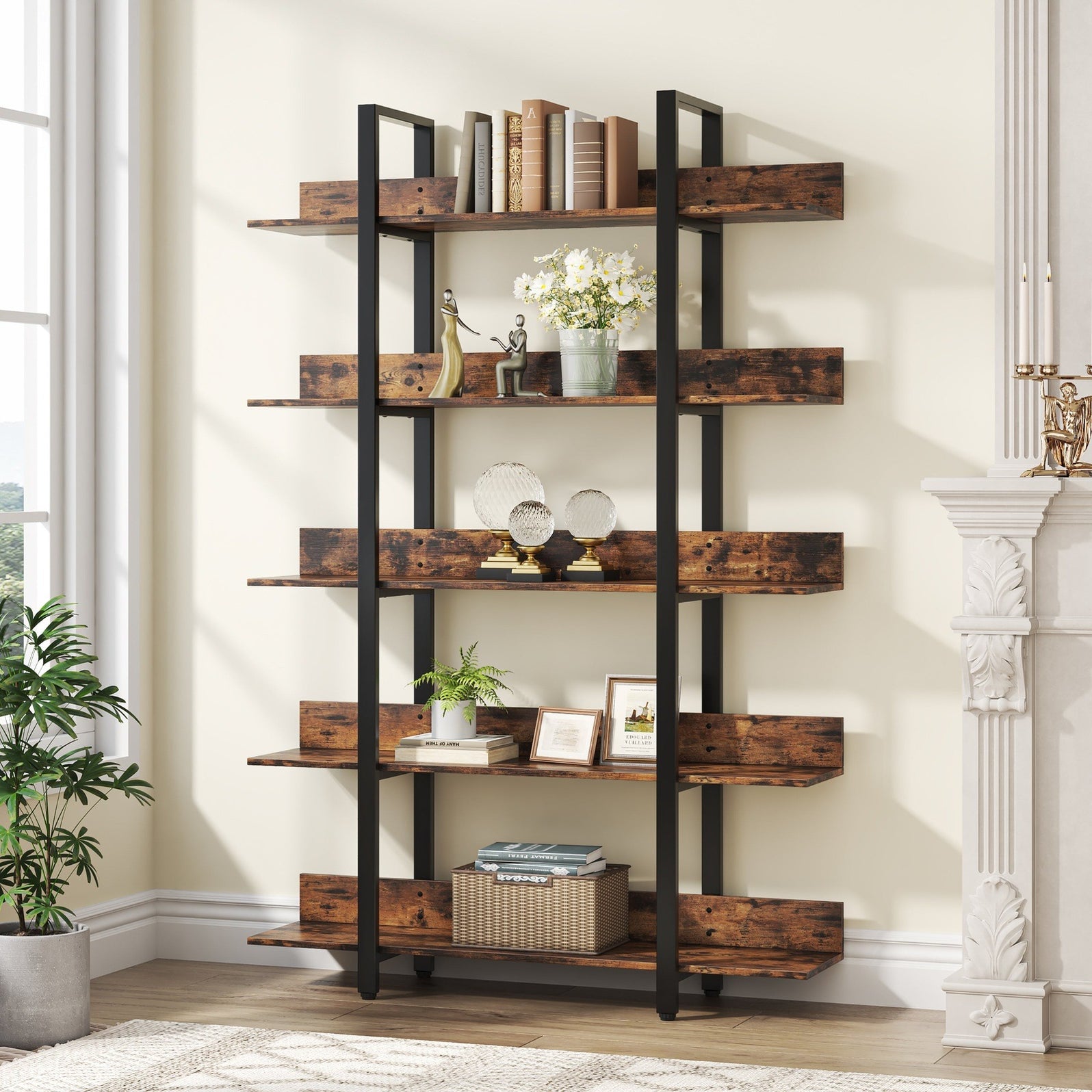 Tribesigns Bookshelf, 5 Tiers Etagere Bookcases Display Shelf Unit