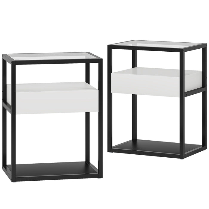 Nightstand, Modern Side End Table with Drawer and Shelf Tribesigns