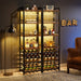 Wine Rack, 9 Tier 20 Bottle Wine Bar Cabinet with Glass Holder Tribesigns