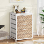 5/7 Drawer Chest, Wood Storage Dresser Cabinet with Wheels Tribesigns