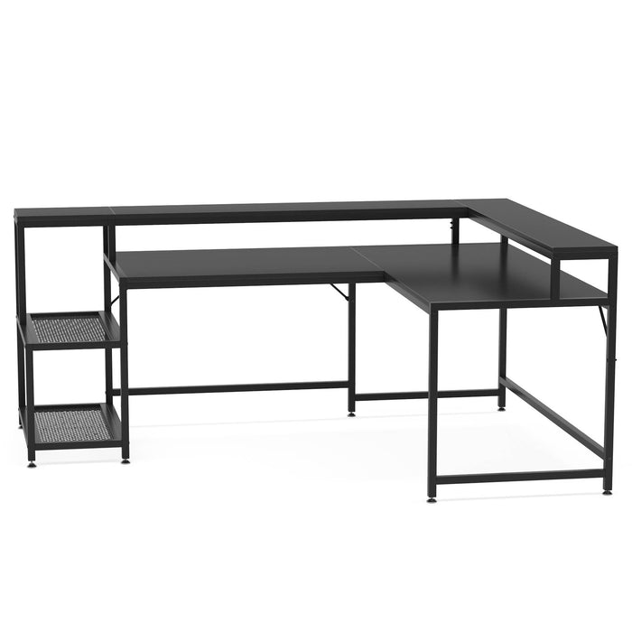 Tribesigns L-Shaped Desk, 69" Reversible Corner Desk with Monitor Stand & Storage Shelf Tribesigns