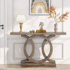 Farmhouse Console Table, 55" Hallway Sofa Table With Geometric Base Tribesigns
