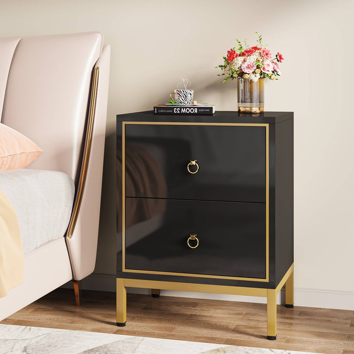 Nightstand, Modern End Bedside Table with 2 Drawers Tribesigns