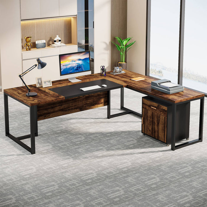 Tribesigns L-Shaped Desk, 70.8’’ Executive Desk with Mobile File Cabinet Tribesigns